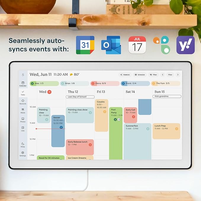 Skylight Calendar Max: 27-Inch Smart Digital Calendar & Chore Chart, Family Organizer with Interactive Touchscreen Display – Wall Mountable in Portrait or Landscape, Charcoal Shadowbox Frame