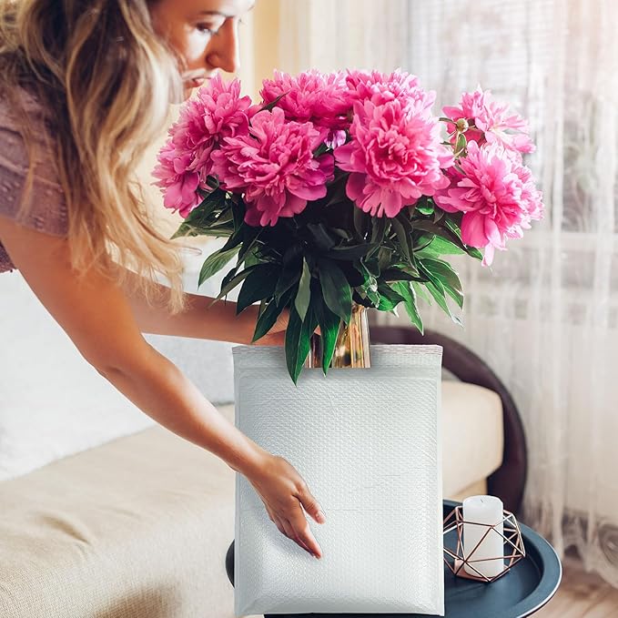 Ireer 10 Pack Extra Large 12 x 16" Bubble Mailers Poly Padded Envelopes Cushioned Mailing Envelopes Bubble Padded Mailers Self Adhesive Waterproof Shipping Bags for Business Christmas Gift Packaging