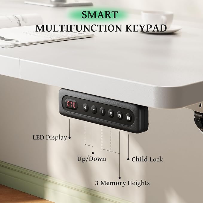 SIAGO Electric Standing Desk Adjustable - 63 x 24 Inch Sit Stand up Desk with Cable Management - 3 Memory Preset Adjustable Height Table