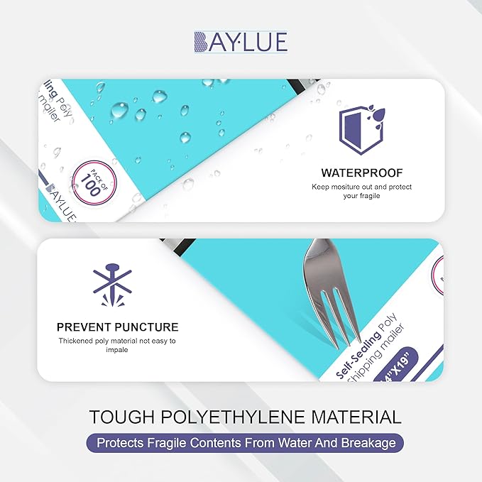 Teal Large Poly Mailers 14.5x19 Inch | Strong Adhesive Self-Seal Mailer Bag | Tear, Tamper, Water Resistant Shipping Envelopes | Thick Strong polymailer Bags | Clothing Shipping Bags | 500 Pcs Bulk