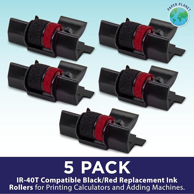 Red and Black Printing Calculator Ribbons Compatible with IR40T by Paper Planet | Replacement Adding Machine Ink Ribbon Compatible with Select Canon, Casio, Sharp, and Victor IR40T | 5 Pack