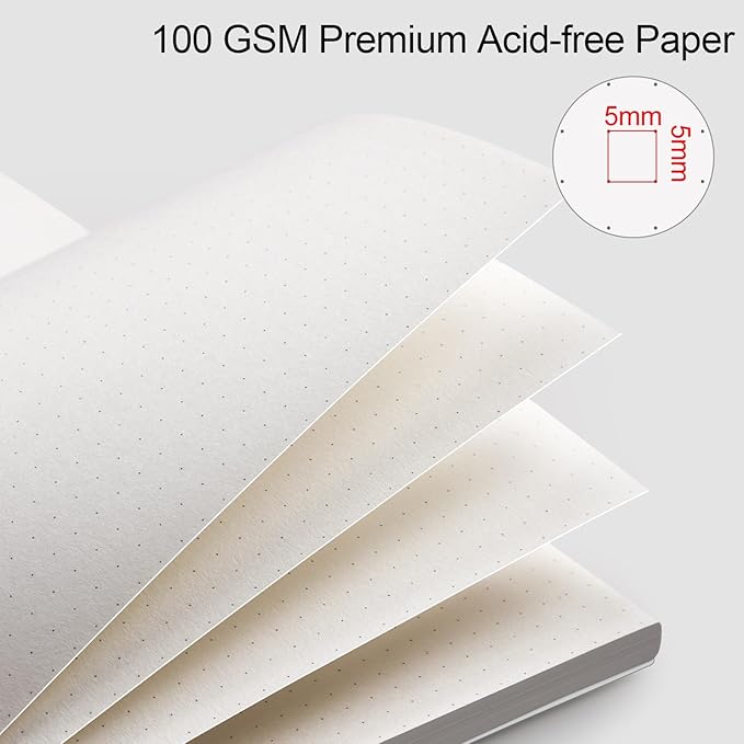 AHGXG Bullet Dotted Journal - Dot Grid Spiral Notebook A5, 160 Pages, 100 GSM Thick Paper, Waterproof Plastic Cover Journals for Bullet Journaling, Sketching, 5.7" x 8.3", Transparent