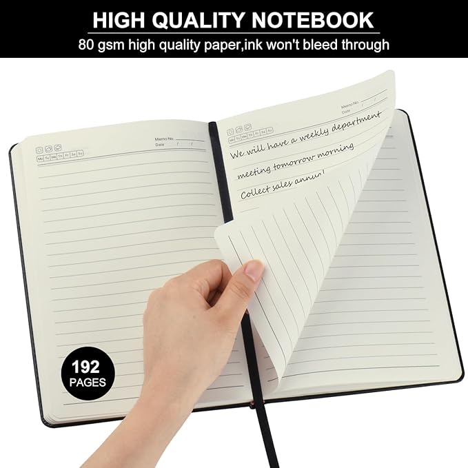 ZCZN Lined Journal Notebooks for Work, 5.5x8.3 in, 192 Pages, Hardcover Leather A5 Journals for Writing, Diary & Travel, College Ruled Journaling Notebooks for School, Office, Home (Black*6)