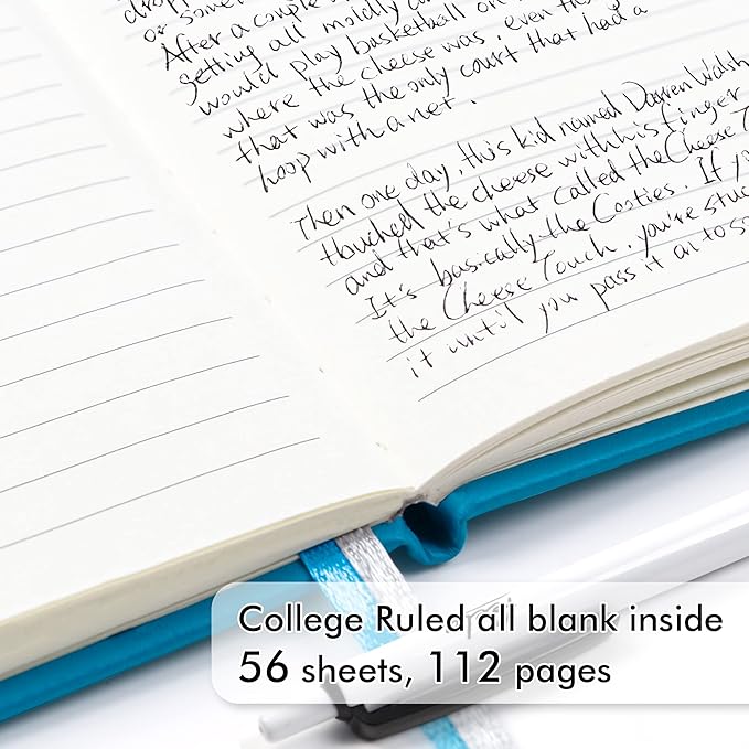 feela 15 Pack Pocket Small Notebooks Bulk, Mini Cute Notepads Hardcover College Ruled Lined Journals with Pen Holder for School Business Memos, with 15 Black Pens, 3.5”x 5.5”, A6, Teal