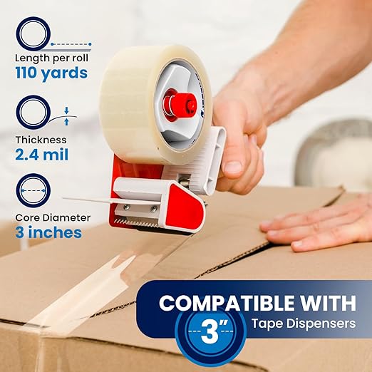 36 Rolls | 2.4 mil Clear | 110 Yards Each (3960 Yards Total) | 2" Premium Packing Tape Heavy Duty Packaging Tape for Shipping Moving Stronger Thicker