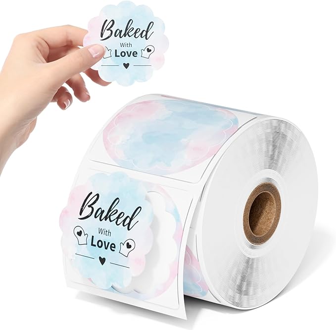 Phomemo Flower 2" Color Round Label Stickers Roll for Thermal Printer for Small Business Supplies - Commercial Grade Thermal Labels for Custom Stickers Personalized & Business Logo - 500pcs / Roll