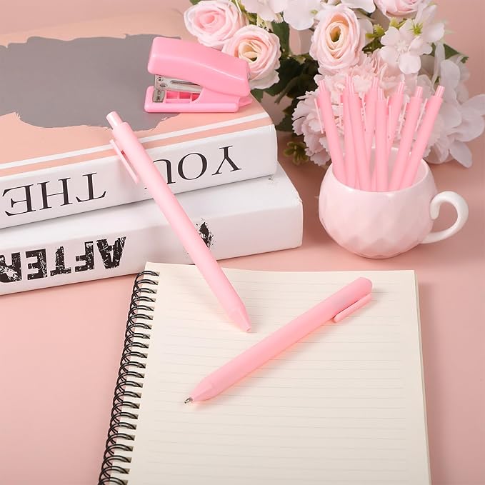 100 Pcs Ballpoint Pens, 1.0 mm Retractable Comfortable Writing Pens Large Capacity Black Ink Ballpoint Pen Set for Teacher Student Office School Home Supplies