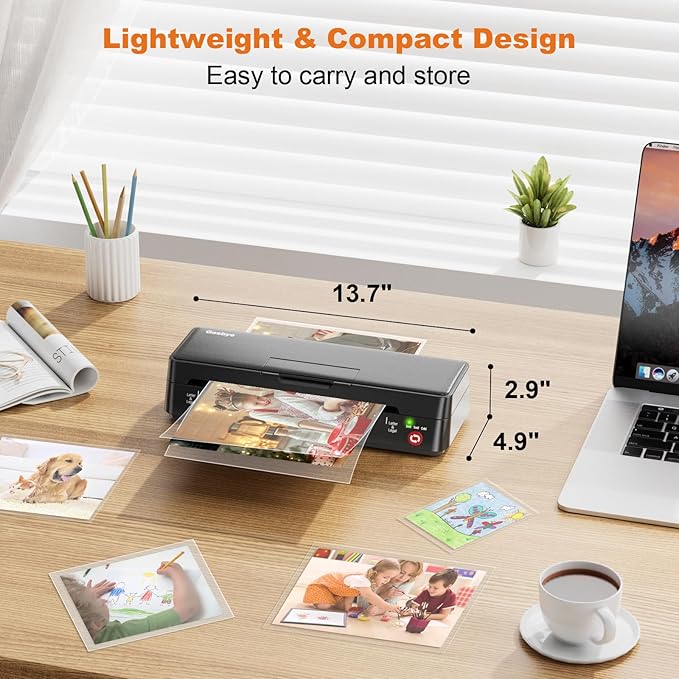 9-Inch Thermal Laminator Machine, World's First Open-Lid Design, Remove Jam in 5s, Auto Shut-Off, NTC Temperature Control, 5 Laminating Sheets for Teacher School Home Office Personal, Black