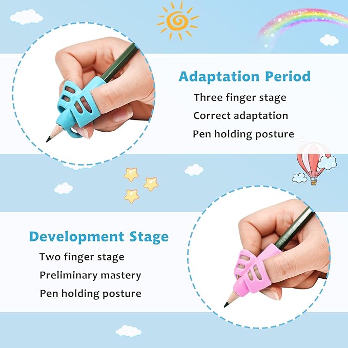 20 Pcs Pencil Grips for Kids Handwriting Pencil Holders Grippers for Kids, Writing Posture Correction Tools for Toddlers, Special Needs Silicone Pencil Supplies for Kindergarten Preschoolers（Mixcolor）