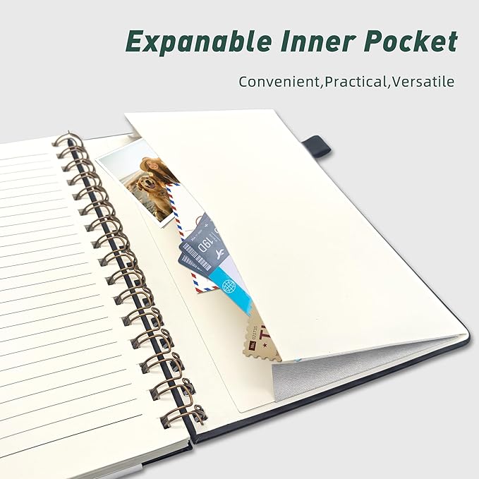 Lined Spiral Journal Notebook for Women & Men, College Ruled Hardcover Notebook for Work & Note Taking, Journals for Writing, 100 GSM, Business, School, 140 Pages, A5(5.8"x8.5") - Dark Green