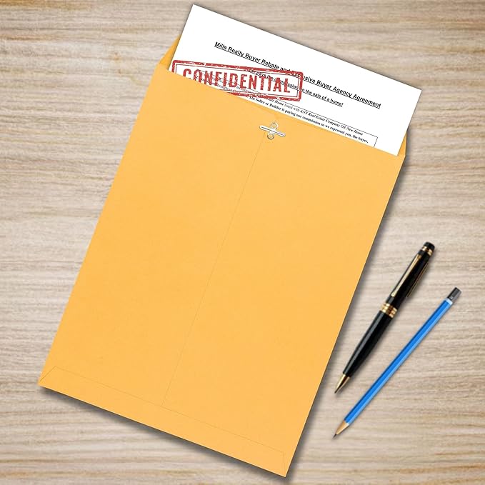 EnDoc 10 x 13 Clasp Envelopes – 100 Pack Brown Kraft Catalog Envelopes with Clasp Closure & Gummed Seal – 28lb Heavyweight Paper 10x13 inches Envelopes for Home, Office, Business, Legal or School