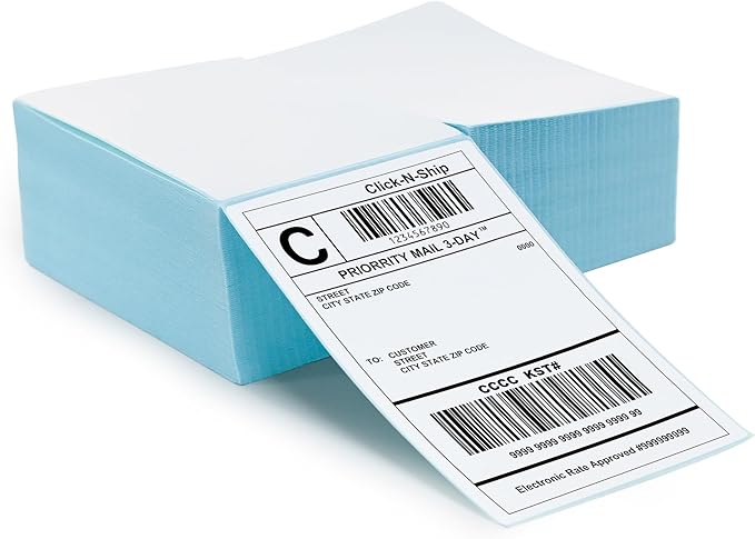 L LIKED 1000 Fanfod 4" x 6" Direct Thermal Labels Shipping Labels with Perforated Line for Rollo, Zebra, Jadens, Nelko, Munbyn, Phomemo, White