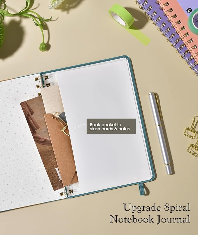 Dotted Spiral Journal Notebook, A5 Hardcover Spiral Journals for Women Men, 100 GSM Dot Grid Paper Notebooks, 150 Pages Spiral Bullet Dotted Notebook for Writing Note Taking 5.75" x 8.38", Misty Blue