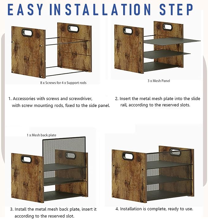 Wood Desk Organizer - 3-Tier Desktop File Organizer, Wooden Paper Tray, Office Desk Organzier and Accessories for Papers, Mail, Notebooks, Stationery