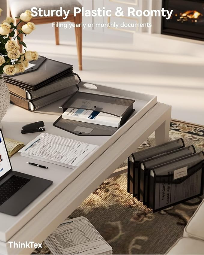 ThinkTex Plastic Expanding File Folder, Transparent envelopes with Snap Closure, Home &Office&School & Hospital No Dividers, Large Capacity, Clean envelopes, Fit Letter/A4 Size - 10 Pcs