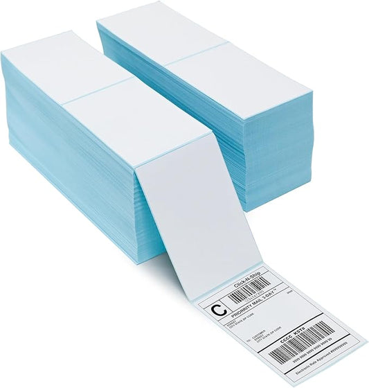 L LIKED 4000 Fanfold 4 x 6 Thermal Labels, with Perforated Line Shipping Labels, Compatible with Zebra & Rollo Printer, Commercial Grade