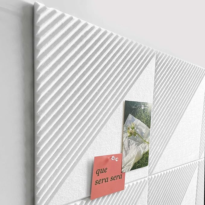 Large Cork Board for Walls 48"x 36", 12 Pack Felt Wall Tiles with Safe Removable Adhesive Tabs, Cork Board for Office,Pinboard Bulletin Board - White