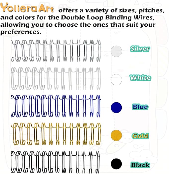 100 Pack Double Loop Wire Binding Spines, YolieraArt 1/4 Inch Spiral Binding Coils for Letter Size,Metal Bindings for Notebook Binder Machine (20 Sheet Capacity, 100P, 3:1 Pitch Twin Combs, Gold)