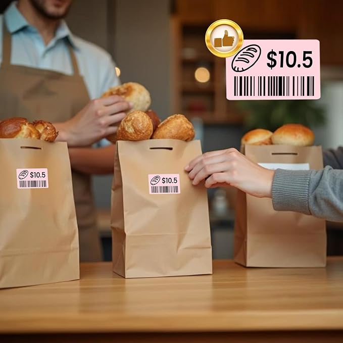 2.25x1.25 Inch Thermal Labels Pink, Holographic Sliver Barcode Thermal Labels for Thermal Printer and Small Business, Multi-Purpose Rectangle Stickers, 500 Sheets/Roll