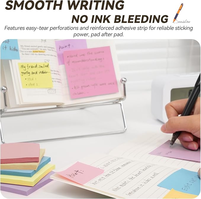 Sticky Notes 3x3in + 2x1.5in Small Sticky Note, 12 Pack 6 Colors Self-Sticky Note Pads | Sticks Strong & Removes Clean | Recycled Paper Cute Sticky Notes to School Supplies, Office Products