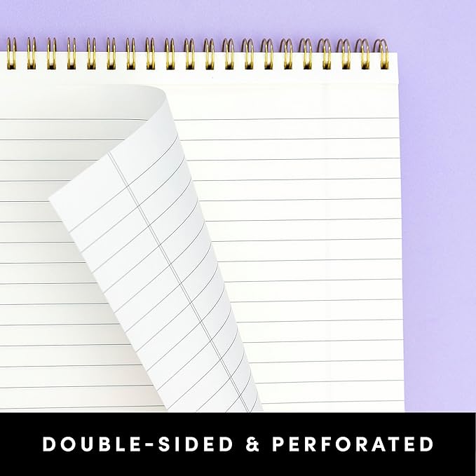 PAPERAGE Top Bound Spiral Notebook, 3 Pack, Lined Notepad, (Black/Dark Green/Grey), 70 Sheets (140 Pages) Per Notebook, Wide/Legal Ruled, 8.5 inches x 11 inches