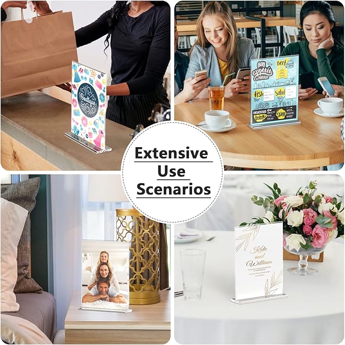 MaxGear Acrylic Sign Holder 8.5x11 Inches 18 Pack, Double Sided Clear Display Stand Table Top Paper Holder, Vertical Menu Flyer Stand, Plastic Frame for Stores, Restaurants, Hotels, Office
