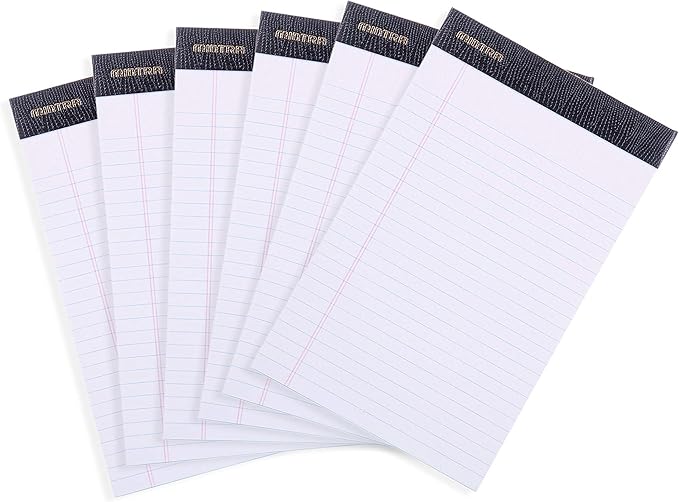 Mintra Office Legal Pads - ((PREMIUM WHITE 6pk, 5in x 8in, NARROW RULED))