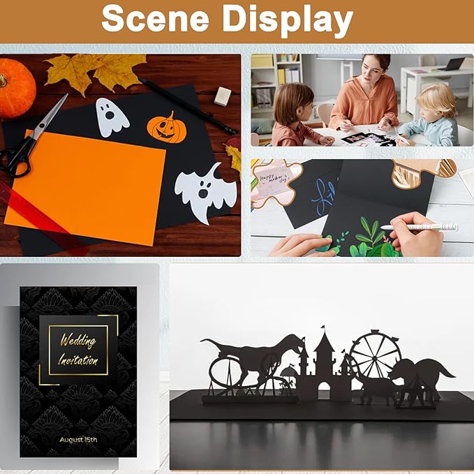 100 Sheets Black Cardstock 8.5 x 11 Printer Paper, 75lb Heavyweight Paper Card Stock for Halloween, DIY Cards Making, Birthday Decorations, Invitations, Thank You Cards