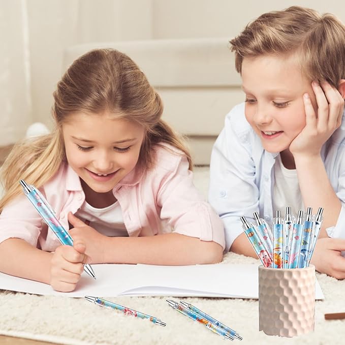 10 PCS Under Sea Ballpoint Pens Retractable Fish Shark Pens Under The Sea Party Favors with 1mm Black Ink Replaceable Ballpoint Pen Refill for Kids Birthday School Office Supplies(Under Sea，10)