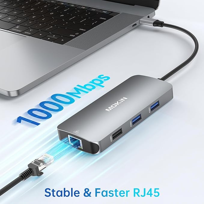 USB C Adapters for MacBook Pro/Air,Mac Dongle with 3 USB Port,USBC to HDMI, RJ45 Ethernet, 9 in 1 USB C to HDMI Adapter,100W Pd Charging,SD/TF Card Reader USB Hub