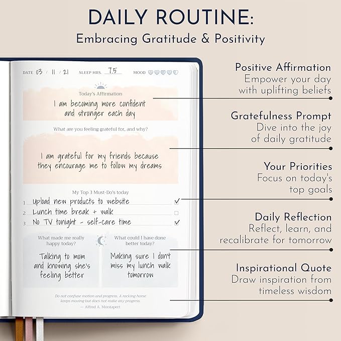 RYVE Daily Journal for Women: 6-Month Guided Gratitude Journal for Women with Prompts - Affirmation, Gratitude, Mindfulness, Self Help & Reflection, Gratitude Journal Notebook, Self Care Journal