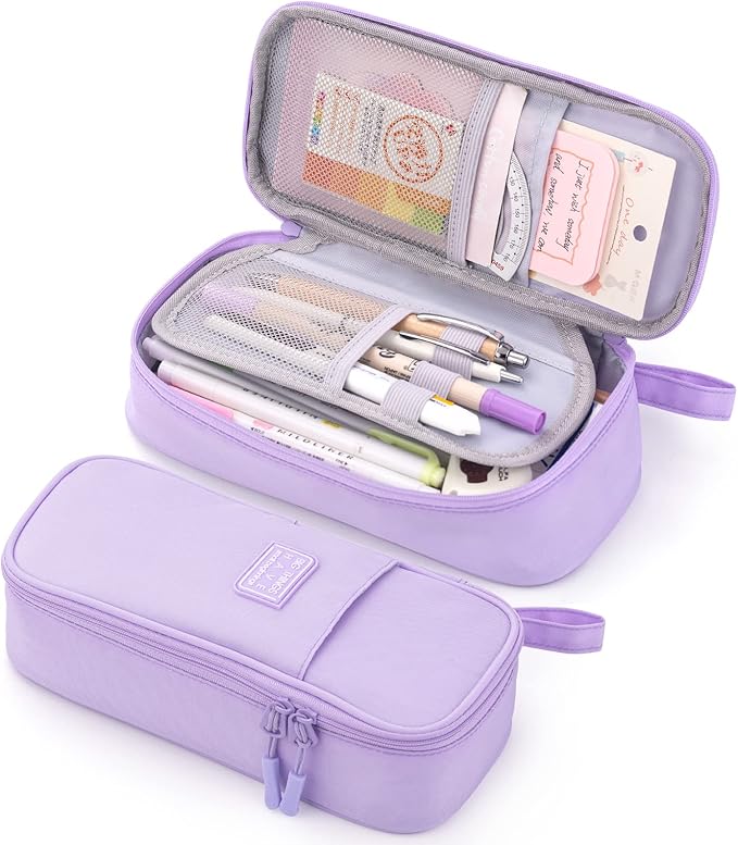 CICIMELON Durable Pen Pencil Case Big Storage Pen Pouch Bag for School Supplies Office College Teen Girls Adults, Purple
