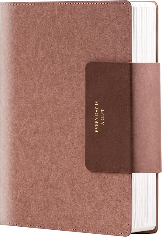 Leather Journal for Men 320 Pages B5 Large Journaling Notebooks with 100 GSM Thick Paper Journals for Writing Notebook for Men & Women with Buckle Closure Work Diary, 7.28" x 10.23", Pink