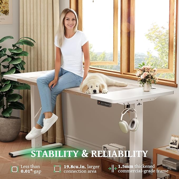 SIAGO Electric Standing Desk Adjustable - 63 x 24 Inch Sit Stand up Desk with Cable Management - 3 Memory Preset Adjustable Height Table