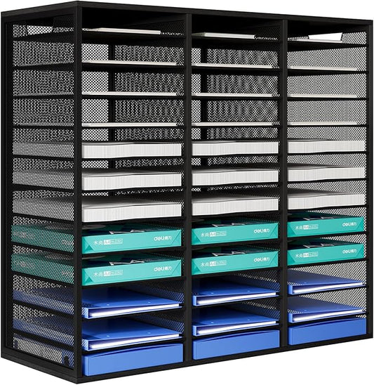 Mail Sorter Adjustable Countertop Mail Holder, Heavy Duty Literature Organizer, Student Mailbox for Classroom, Desktop Bill Paper Organizer for Office Home School, 36 Compartments, Black