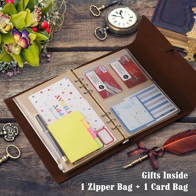 Leather Journals Notebooks with Blank Pages, Vintage Refillable Journal for Writing, Personal Travel Diary Art Sketchbook to Write in, Gifts for Women, Men, Teen Girls and Boys, 160 Pages A5 (Brown)