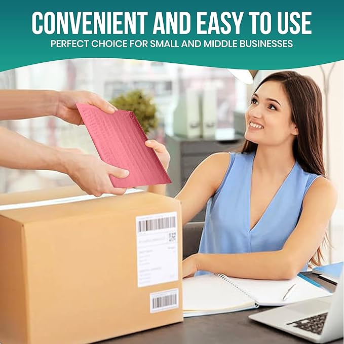 Levex - #0000 4" x 6" [5 Pack] Pink Poly Bubble Mailers, Padded Envelope Mailers, Packing Envelope & Mailing Bags for Shipping