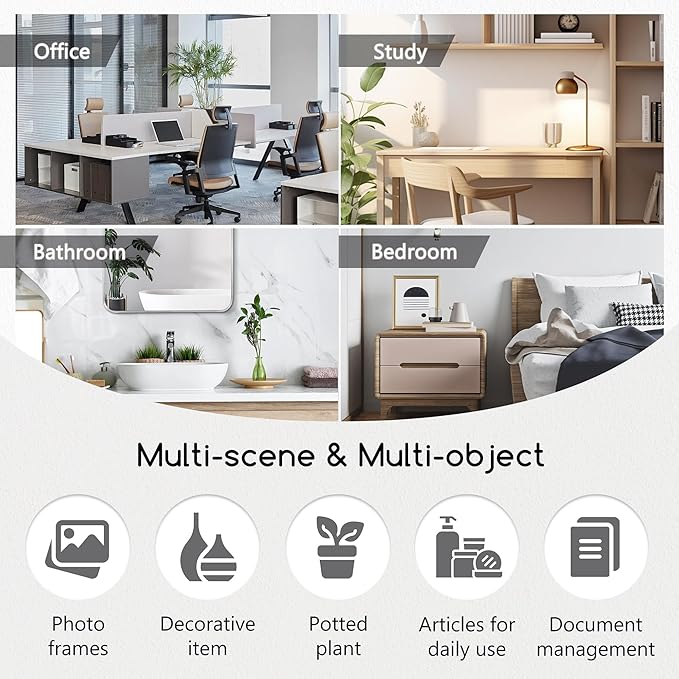 Jerry & Maggie Desktop Organizer Office Storage Rack Adjustable Wood Display Shelf Free Style Double H, Multi-Functional Mini Bookshelf for Desk Natural Stand (Gray Oak)