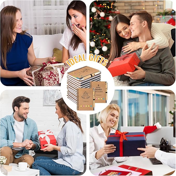 30 Sets Christian Gifts Bulk Prayer Journal Christian Spiral Notebooks with Bible Ballpoint Pens Religious Small Notepad Inspirational Church Gift for Women Men Sunday School Family Bible Study Groups