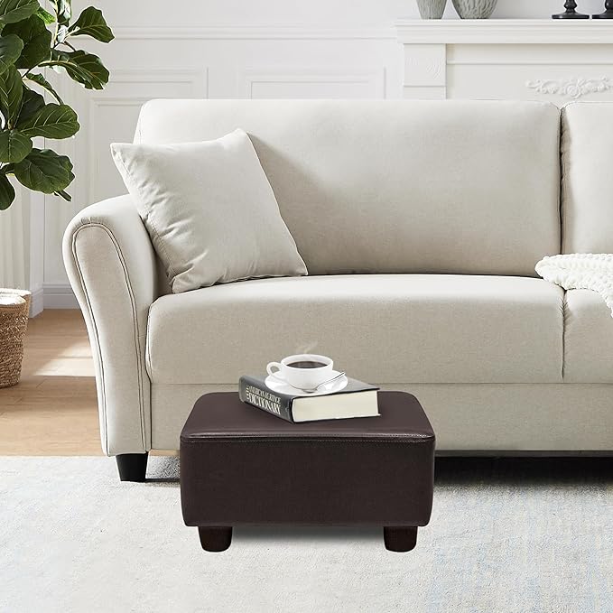 CAROLMADE Small Foot Stool Ottoman Footstool with Legs Under Desk Footrest for Living Room Bedroom and Office, Dark Brown