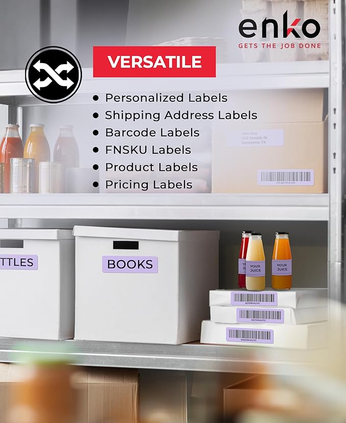 enKo [6 Rolls, 2100 Labels] Address, Shipping & Barcode Labels 30252 - Lavender (1-1/8" x 3-1/2") Compatible for Dymo LabelWriter