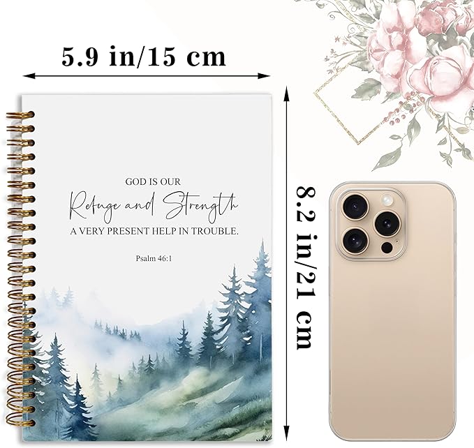 Bible Notebook, A5 Spiral Christian Journal with Floral Pink Butterfly Notebook, Bible Verse-God Says You Are, Inspirational Notebooks for Women, Bible Study, Gift for Birthday Christmas