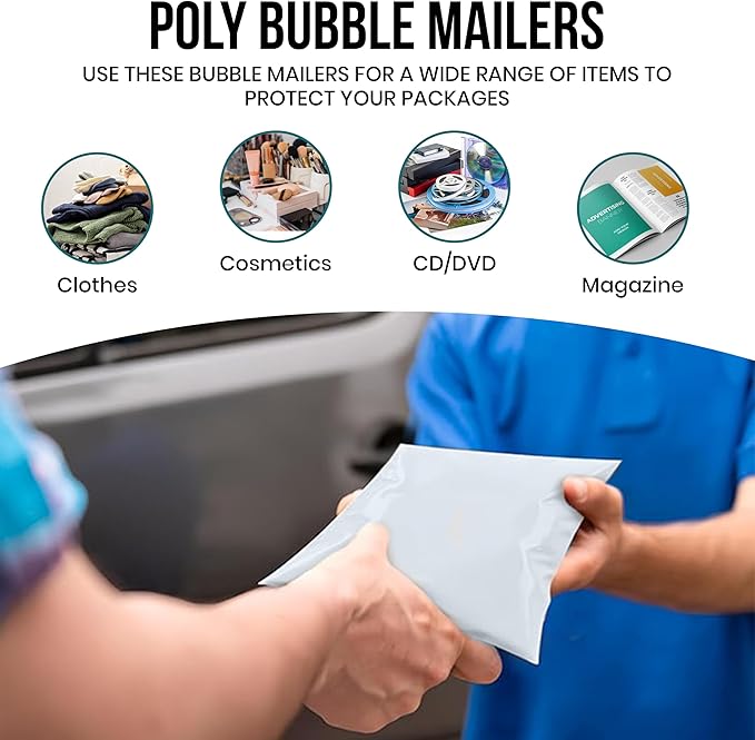 Levex - #00 5" x 10" [5 Pack] Poly Bubble Mailers, Padded Envelope Mailers, Packing Envelope & Mailing Bags for Shipping