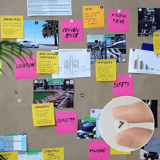 souG 200pcs Numbered Push Pin Tacks, 1-100 Sequential Number Tacks Push Pins, 11mm Diameter 16mm Length Thumbtacks for Maps, Presentations, Photo, Poster (Black and White)