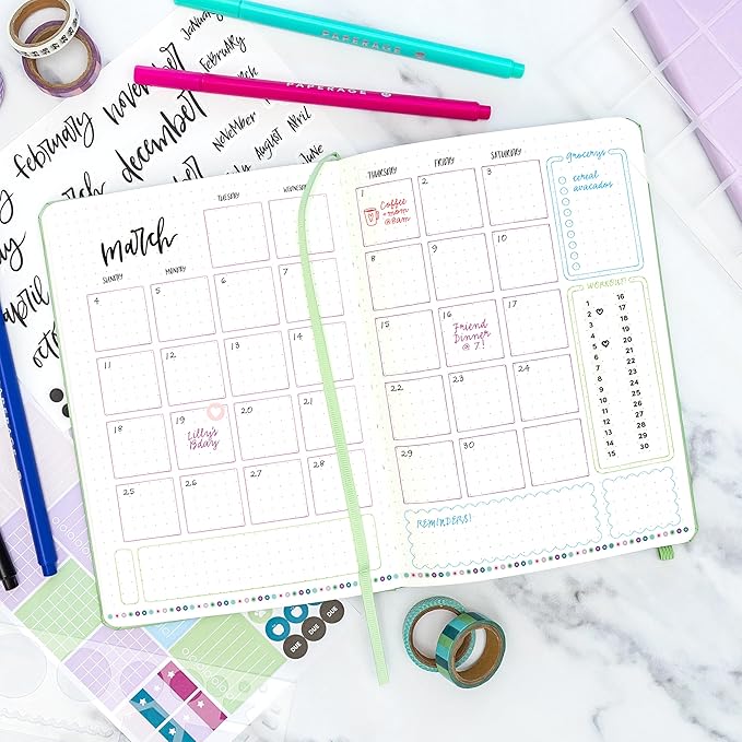 PAPERAGE Dotted Journal Notebook, (Raspberry), 160 Pages, Medium 5.6 in x 8 in - 100 GSM Thick Paper – Hardcover Journaling Notebook for Work, School & Bullet Journaling