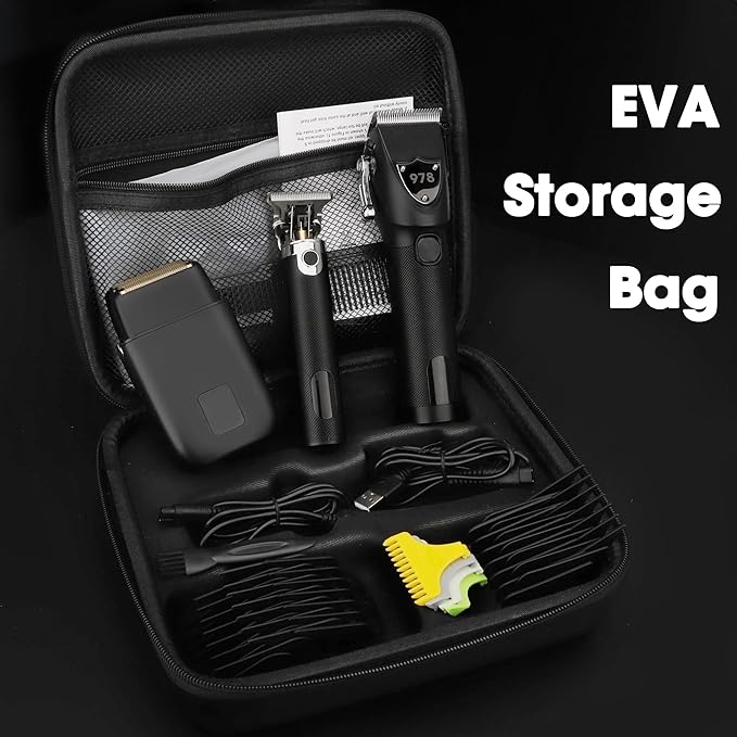 Lanumi Professional Hair Clippers Electric Razor Shavers Men 3 Piece Set Rechargeable Clippers and Trimmers Beard Trimmer Barber Kit with Travel Case Clippers for Hair Cutting Gifts for him