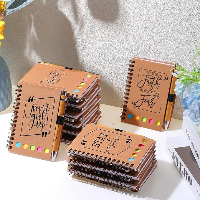 Tenceur Back to School Inspirational Gifts Bulk Employee Appreciation Spiral Notebook with Journals Sticky Note Pen Motivational Thank You Gifts for Teacher Students Team Coworkers Staff(20 Sets)