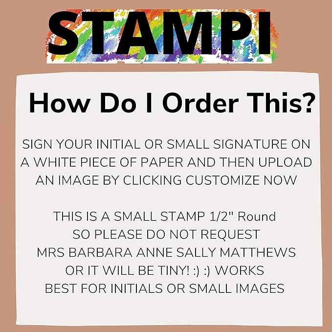 Custom Initial - Upload Your Design - 1/2" Round Inspection Stamp - 1 Line Self Inking Signature Stamp