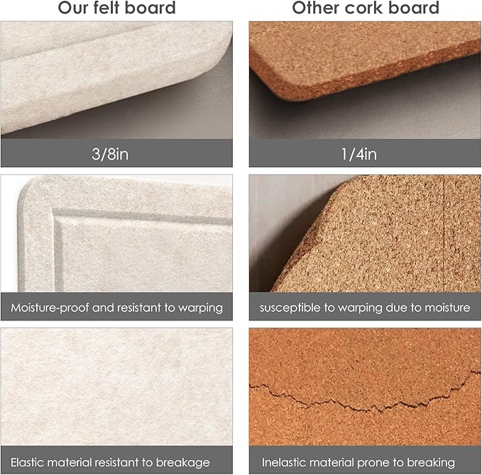 Large Bulletin Board - 48 x 36 Inches, Decorative Felt Pin Board for Wall - 4' x 3' Foldable Photo Display Board with Self-Adhesive Tape, Includes 20 Push Pins - Oatmeal