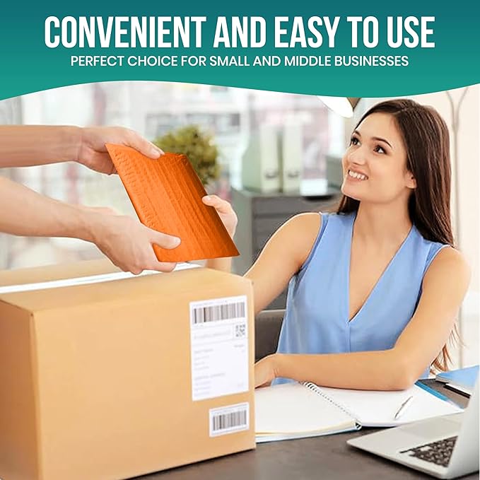 Levex - #000 4" x 8" [10 Pack] Orange Poly Bubble Mailers, Padded Envelope Mailers, Packing Envelope & Mailing Bags for Shipping